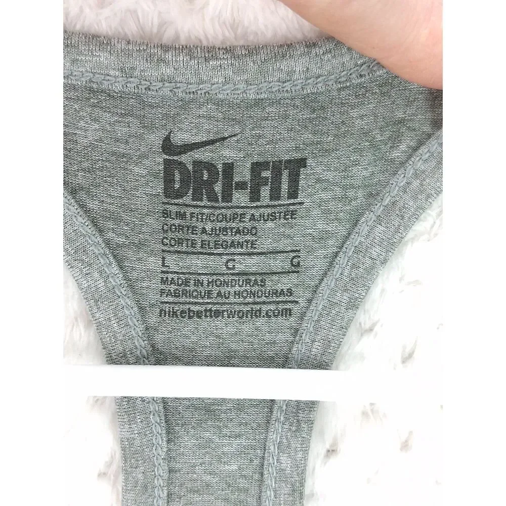 Nike Dri-Fit Slim Fit Women's Large Heather Gray Racerback Tank
